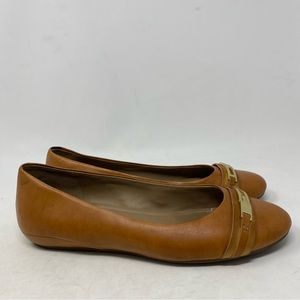 Ecco Women’s Tan Leather Gold Hardware Ballet Flats Size 39